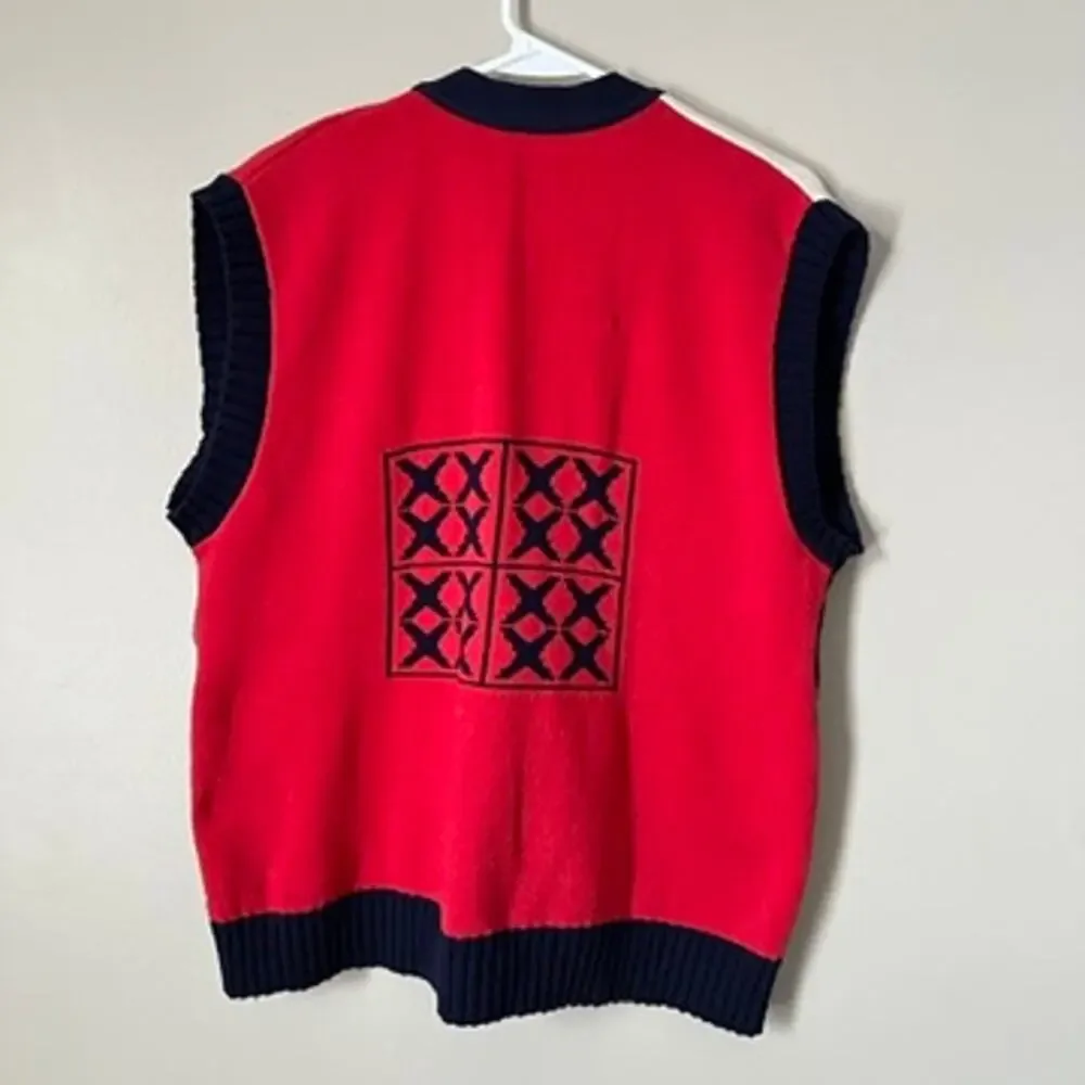 Vintage Sweater Vest Womens LARGE Button Front V-Neck Grandma 90s Retro Teacher - Picture 5 of 8